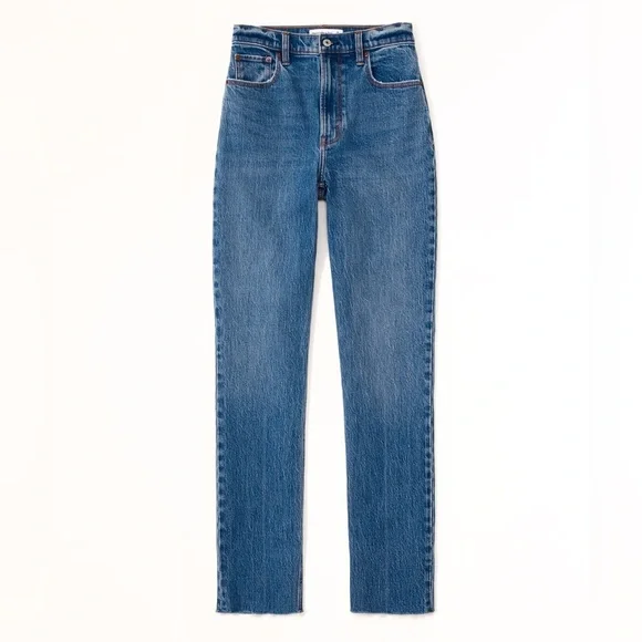 Abercrombie & Fitch Ultra High Rise 90s Straight Jean | Medium Raw Hem | NWOT - Picture 2 of 13